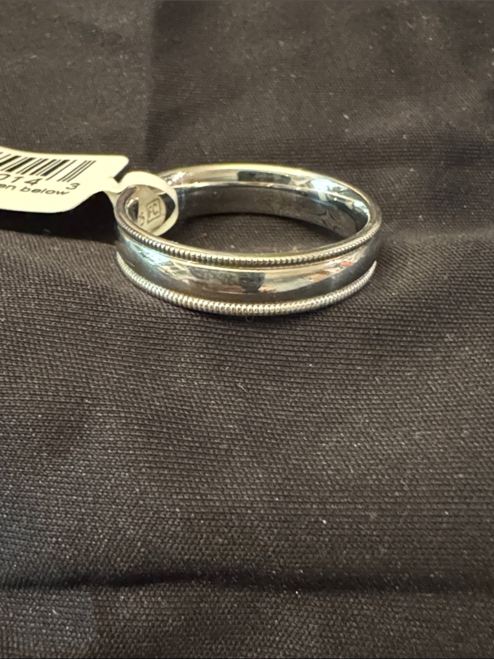 Sterling Silver Band Ring with Beaded Edge Size 11
